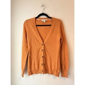Banana Republic Wool Cashmere Angora Button Front Cardigan Sweated Orange Size S